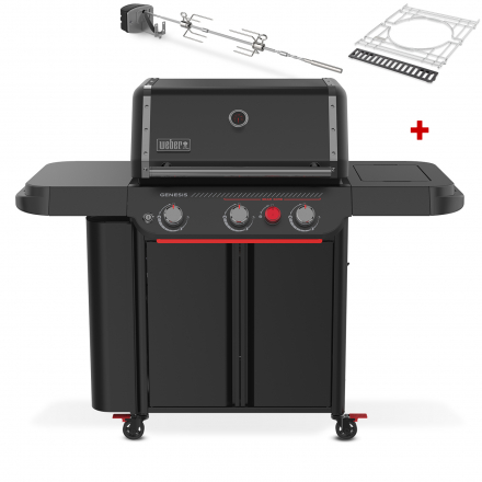 Weber Gasgrill Genesis E-330WR, Stealth Edition, inklusive Drehspieß