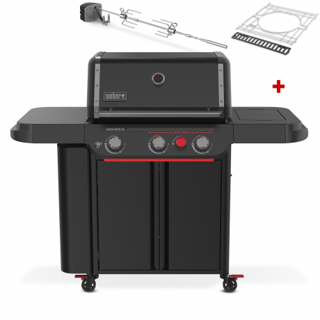 Weber Gasgrill Genesis E-330WR, Stealth Edition, inklusive Drehspieß