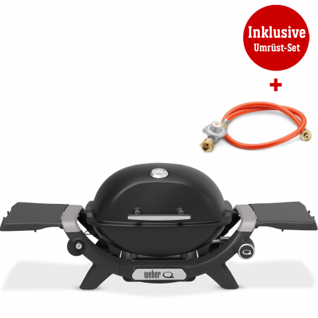 Weber Gasgrill Q 1200N, Black + Gasflaschenadapter