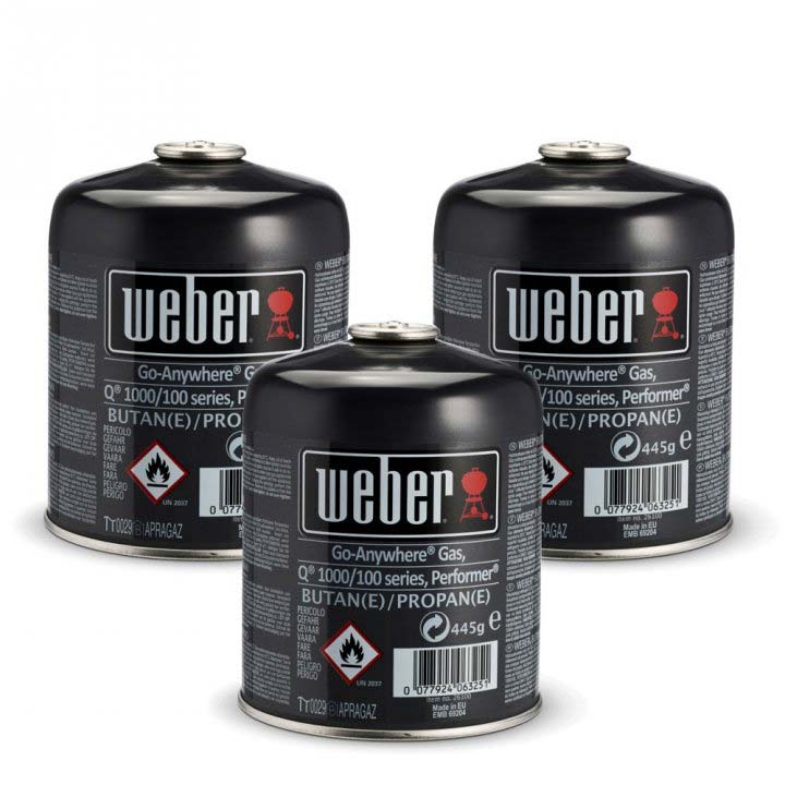 Weber Gas-Kartusche 3er für Q 100-/1000 Serie, Performer, Go Anywhere