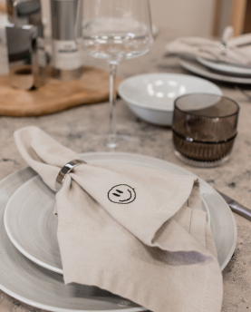 Geliebtes Zuhause Stoffserviette 4er-Set Smiley